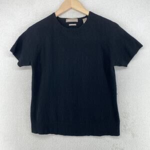 VALERIE SEPARATES Sweater M Cashmere Top Short Sleeve T-shirt Black VTG HK